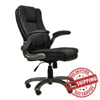 Techni Mobili RTA-4902-BK Medium Back Executive Office Chair with Flip-up Arms, Black